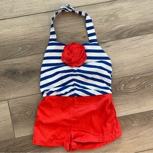 Janie and Jack 2T Girl’s Red White & Blue Striped Halter Summer Romper